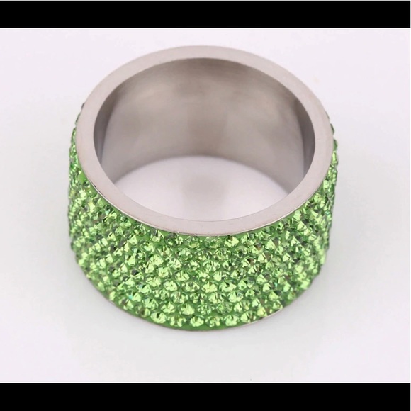 Stainless Steel CZ Crystals Green Ring NEW - Picture 5 of 8
